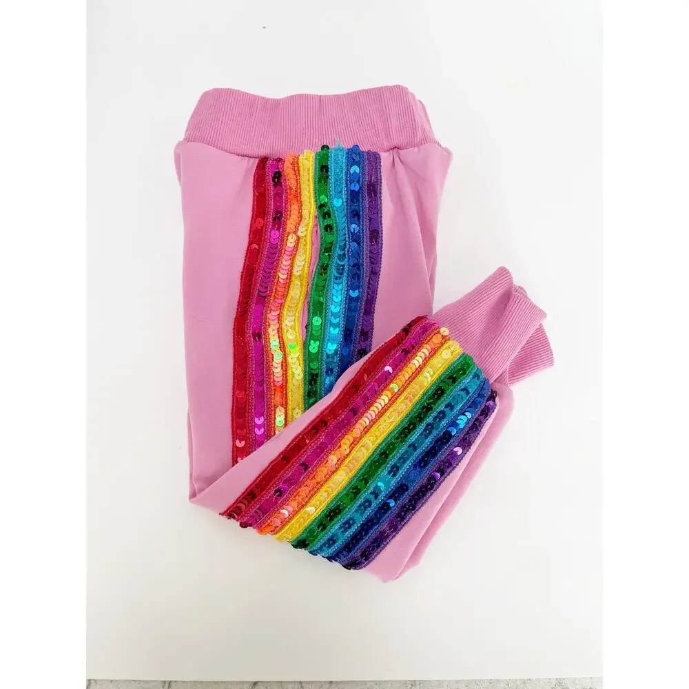 Lola + The Boys Pink Sequin Rainbow Tracksuit Set Size 2